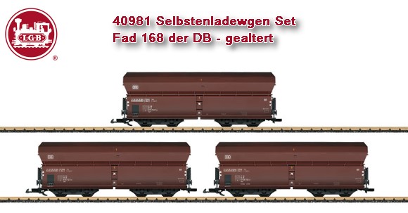 LGB Art.Nr. 40981 - Fad 168 der DB - gealtert - Selbstenladewagen
