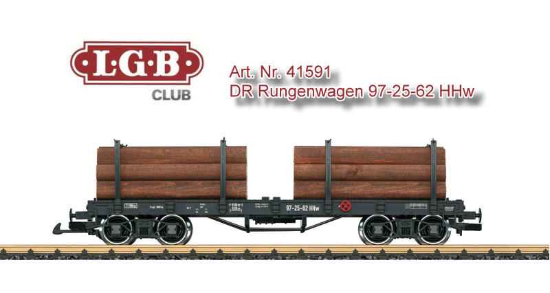 DR Rungenwagen 97-25-62 HHw - Art. Nr. 41591 - LGB Clubwagen fr 2018. 