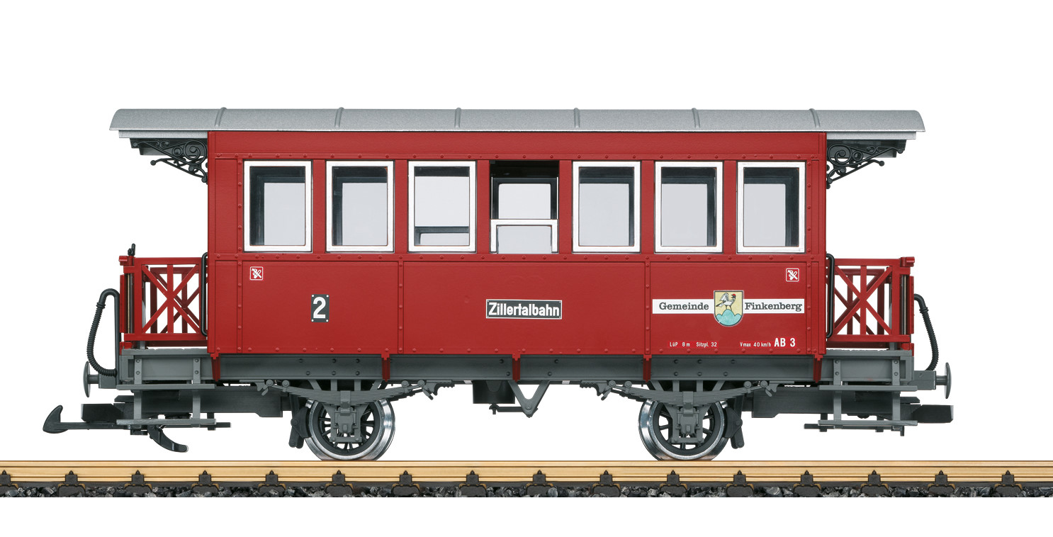 Art. Nr. 33210, Personenwagen, Zillertalbahn AB 3, Diese schönen Oldtimerwagen aus der Anfangszeit der Zillertalbahn sind heute noch im historischen Dampfzug, der zwischen Jenbach und Mayrhofen in Tirol verkehrt, im Einsatz. 