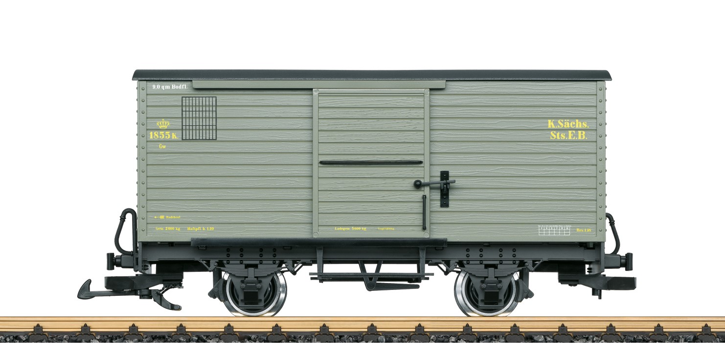 LGB Artikel Nr. 40272, K.Sächs.Sts.E.B., gedeckter Güterwagen 1855 K in grau 