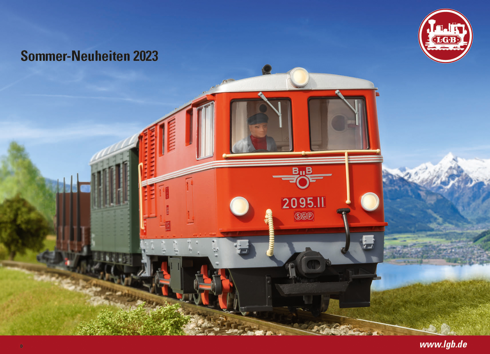 So sieht das Cover der Sommerneuheiten 2023 von LGB aus: Art. Nr. 22963 - ÖBB Diesellok mit Personenwagen und Güterwagen. Einfach auf das Bild klicken und den Prospekt downloaden. 