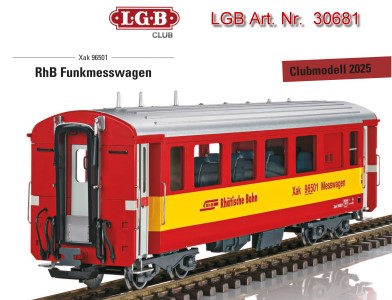 Erste Neuheit 2025 von LGB: RhB Messwagen als Clubmodell. 