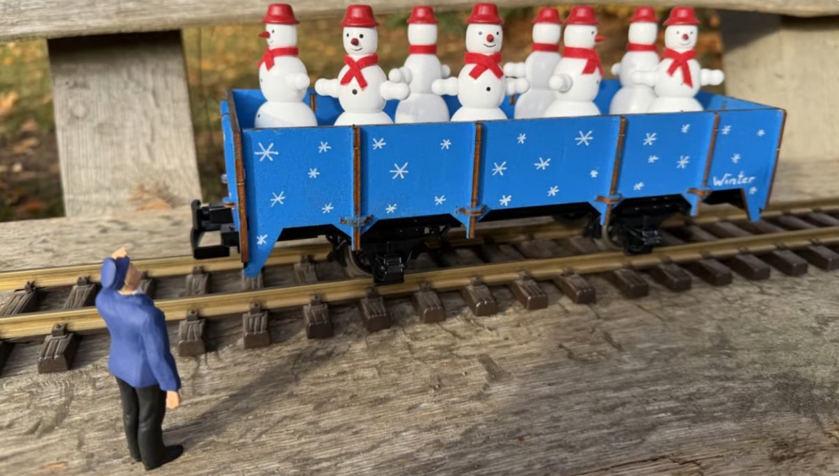 Kreative Ausfhrung "Winter" zum LGB Art. Nr. 41035 - Hochbordwagen aus Holz - mit Video!  