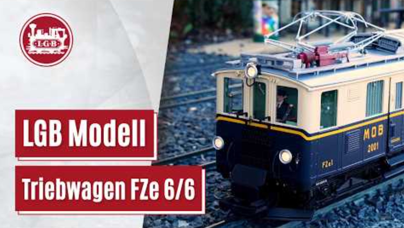 Film zum MOB Gelenktriebwagen FZe 6/6 von LGB mit vielen Details und Funktionen. Auch die Pullman Wagen sind schon im Film zu sehen. Gefilmt im Werk G�ppingen und auf der Au�enanlage vor dem M�rklineum. 