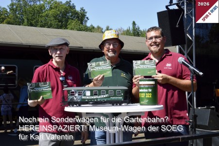 Noch eine Neuheit von LGB? Das rollende Karl Valentin Museum im Personenwagen bei der SOEG