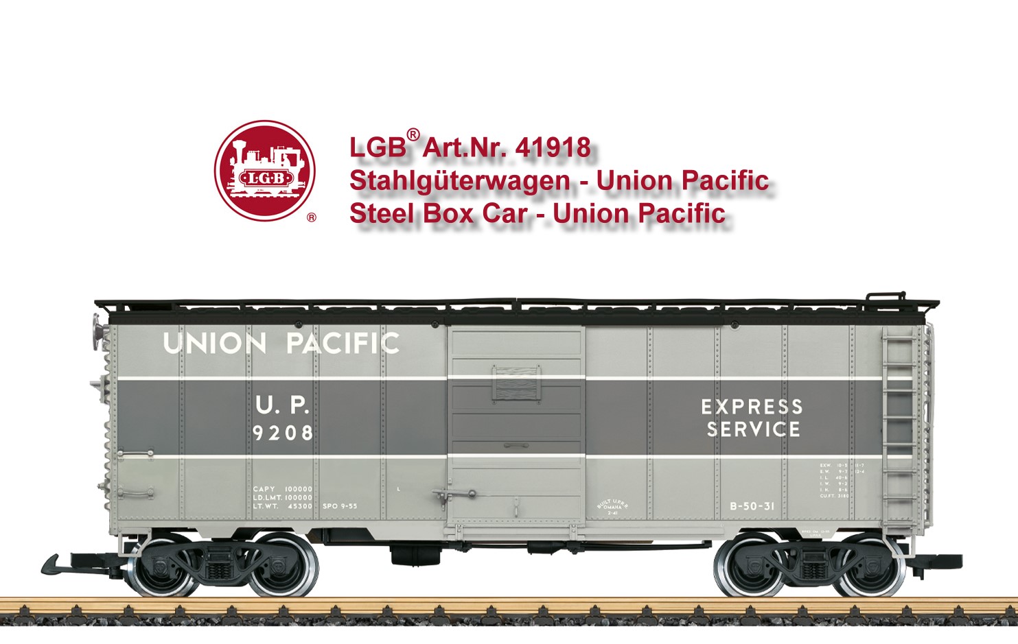 LGB Spur G Art. Nr. 41918 - Express Service Steel Box Car UP - Neuheit 2026 