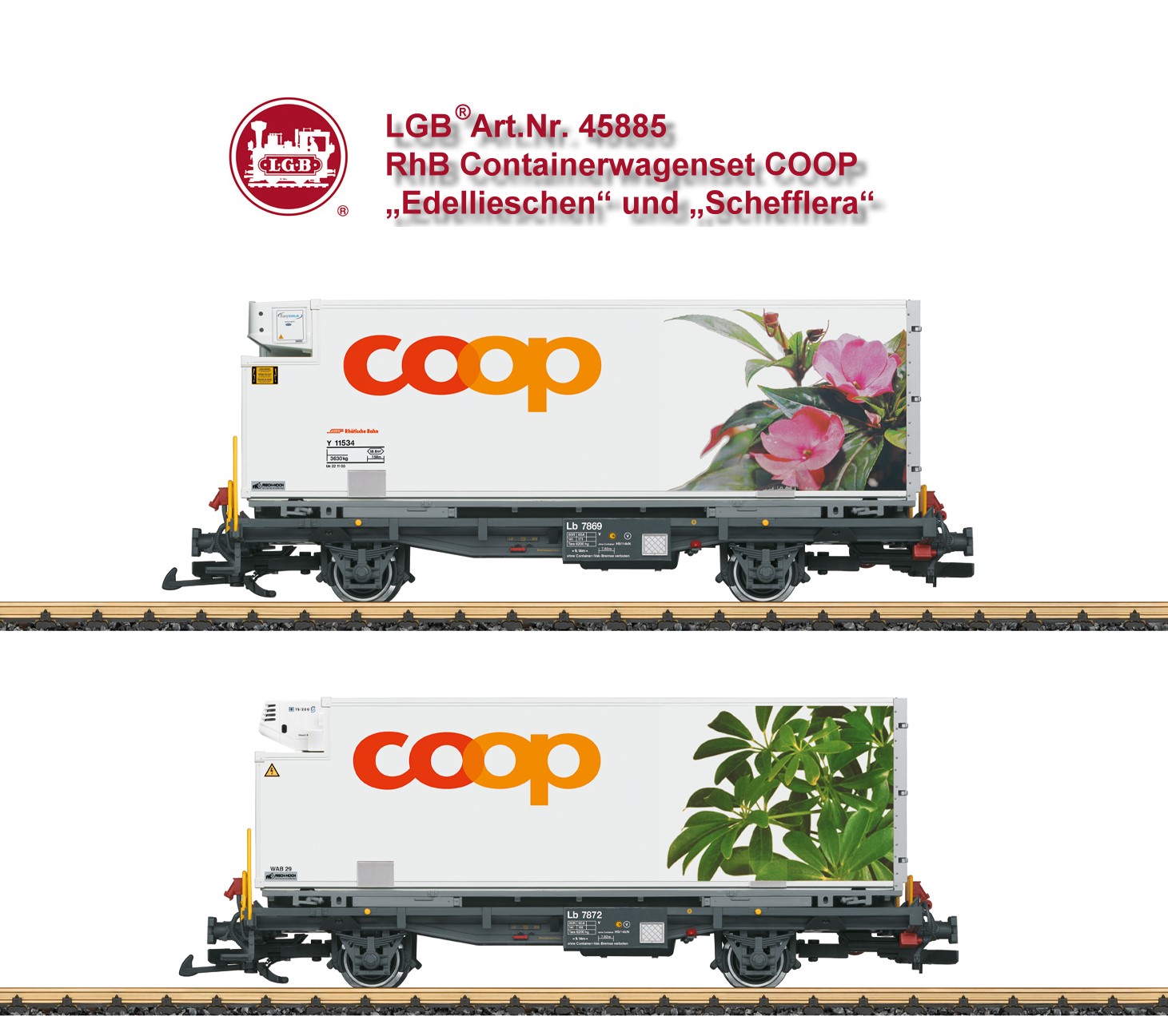 Spur G - Art.Nr. 45885 - RhB Containerwagen Set �coop��