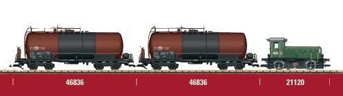 Zug mit Herbstneuheit LGB 21120 und Kesselwagen 46836 - M�rklin Werkslok der MAV Ungarischen Staatsbahn und passendem Wagen 