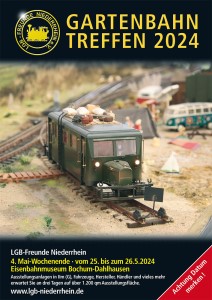 Termin vormerken! 24.bis 26. Mai 2024 - 4. Gartenbahntreffen der LGB Freunde Niederrhein im Eisenbahnmuseum Bochum-Dahlhausen! 