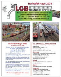Club der LGB Freunde Rhein Sieg e.V. - Herbstfahrtage 2026 - siehe Termine 