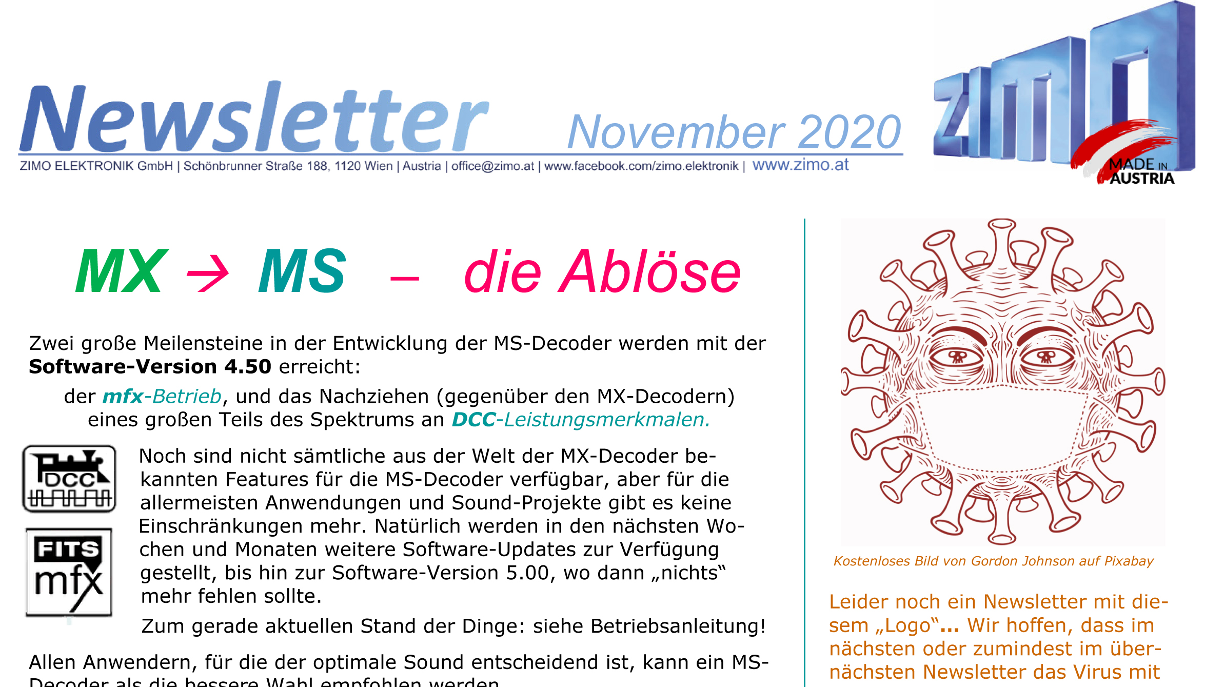 ZIMO Newsletter November 2020 - hier aufs Bild klicken und den ganzen Report lesen. 