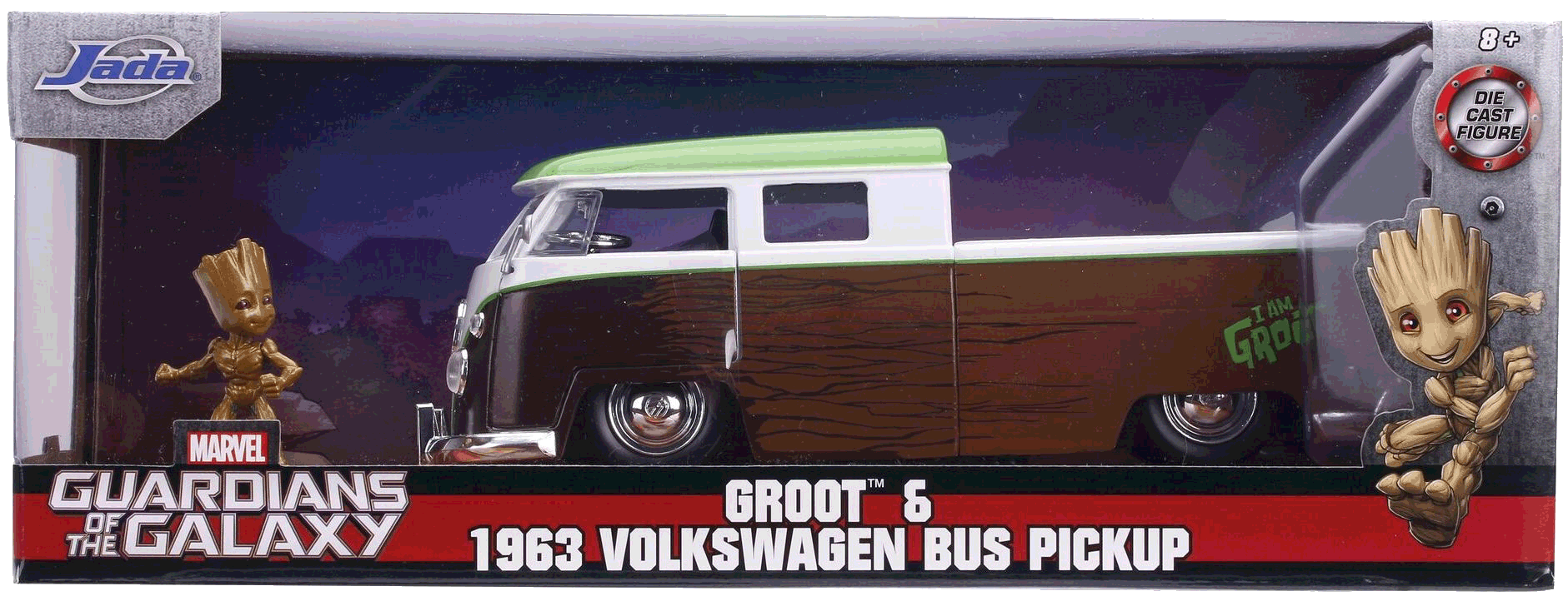 Die Verpackung des 1963 er VW Bus Pickup mit GROOTTM Nr. 6. Die MARVEL Serie Guardians of the Galaxy stand hier Pate.  