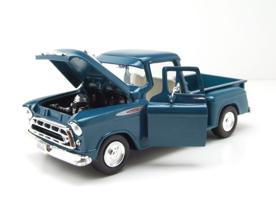 Chevrolet 3100 Stepside Pick Up 1957 blau Modellauto 1:24 Motormax