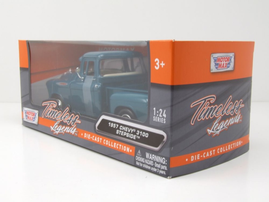 Chevrolet 3100 Stepside Pick Up 1957 blau Modellauto 1:24 Motormax