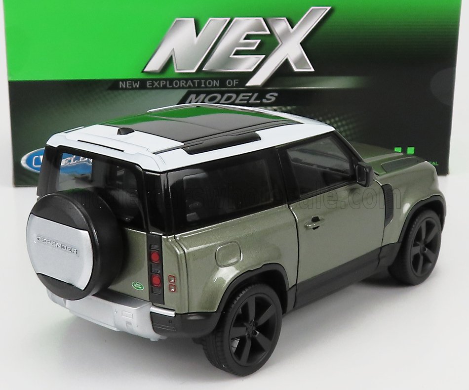 Land Rover, New Defender 90, Baujahr 2020, hellgrün-metallic, weißes Dach, NEX, welly, 