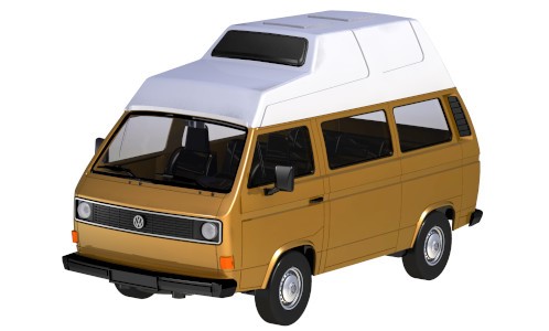 VW T3 Camper - hellbraun / weiss - Kunststoff - Metall - Fertigmodell - Nr. 254708 - MOM79594