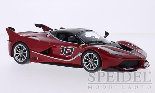 Ferrari FXX-K, dunkelrot / silber, No. 10, 2015, Fertigmodell in Metall-Kunststoff. Mastab 1:24