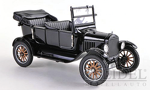 Ford Model T Touring, schwarz, Verdeck geffnet, ohne Vitrine, Sunstar Model, Fertigmodell in Metall-Kunststoff, Mastab 1:24 