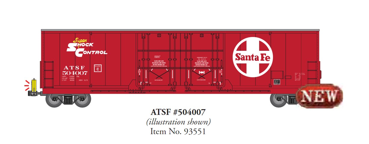 Bachmann Art. Nr. 93551 - Santa Fe EVANS Boxcar, Doppeltür und Schlusslicht, Santa Fe ATSF #504007