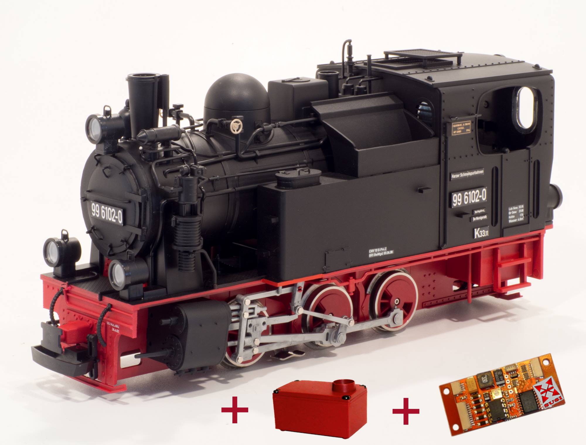 In die Trainline45 Dampflokomotive 99 6102 wird ein Digitaldecoder mit ProfiSound sowie der gepulste Verdampfer einbebaut. Alle Komponenten aus dem Hause Dietz!