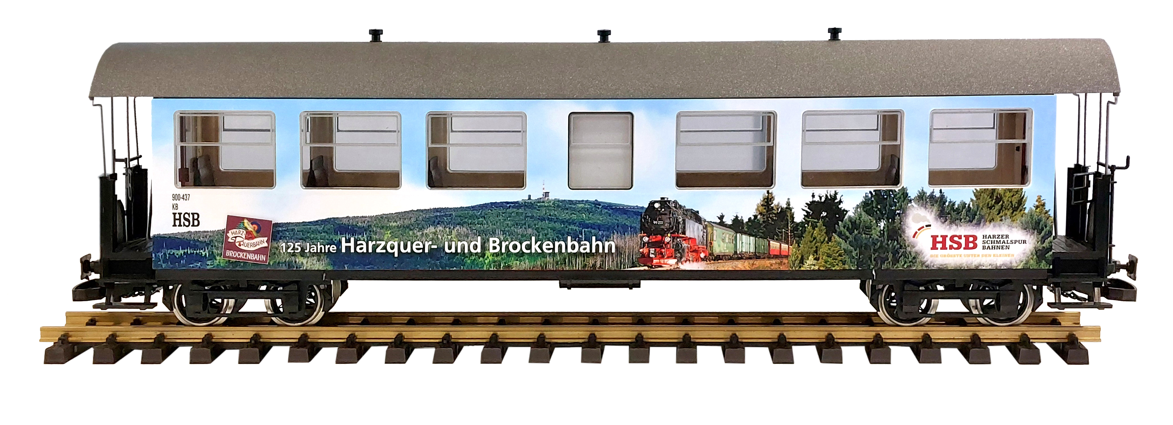 7 fenstriger Sonderwagen zum 125 Jahre Harzquer-und Brockenbahn Jubilum 2024. Wagen Nummer 900-437.