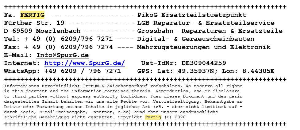 Fertig-Modellbahnen - Impressum:  www.SpurG.de