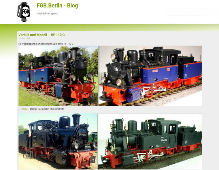 Hier geht es zum BLOG von FGB.Berlin. Eigene Seite: https:www.fgb-blog.de Wissenswertes rund um die Gartenbahn. Einfach auf das Bild klicken und dn Blog aufrufen.