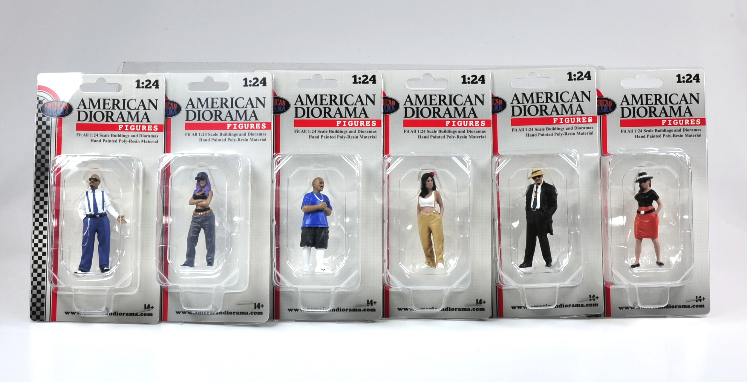 So werden die sechs Figuren aus der Serie Hangin Out 3 von American Diorama �ber FGb Berlin geliefert. 
