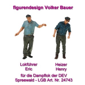 Lokf�hrer Eric und Heizer Henry f�r die Dampflok Spreewald von figurendesign Volker Bauer!