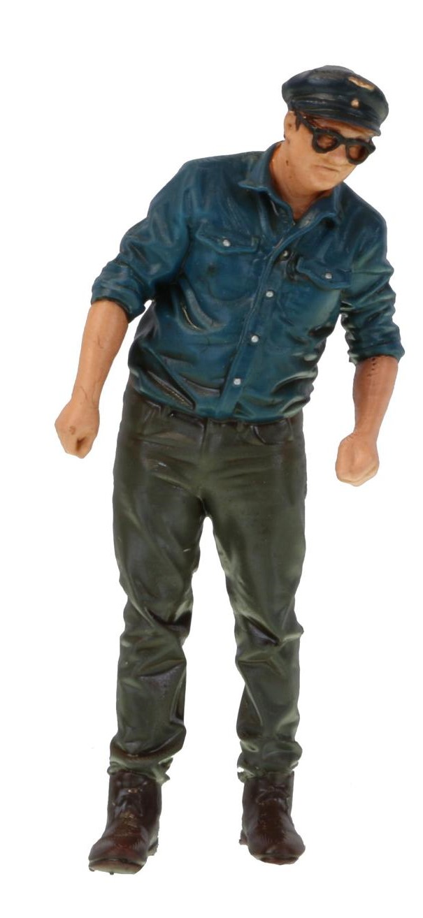 Heizer Henry, links im Original und rechts als Figur von figurendesign Volker
