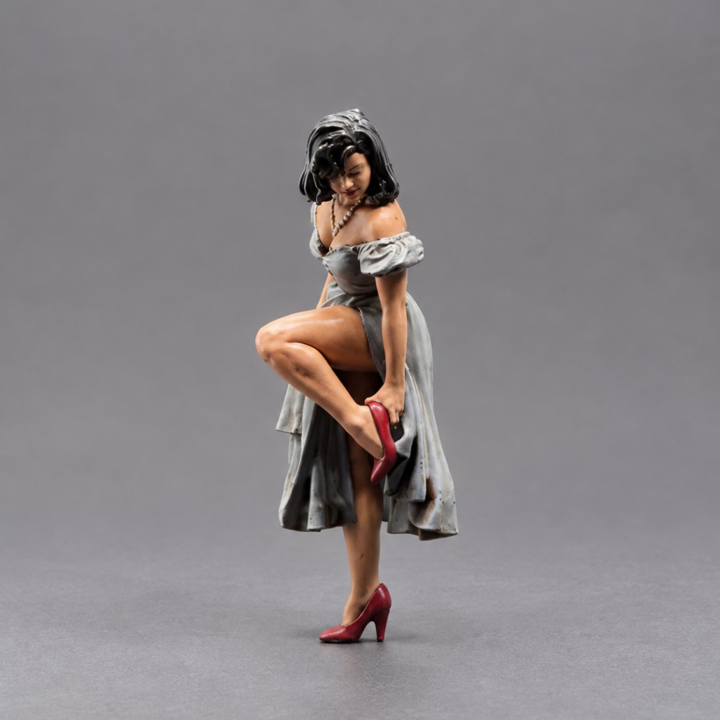 H�bsche Dame mit roten Schuhen
