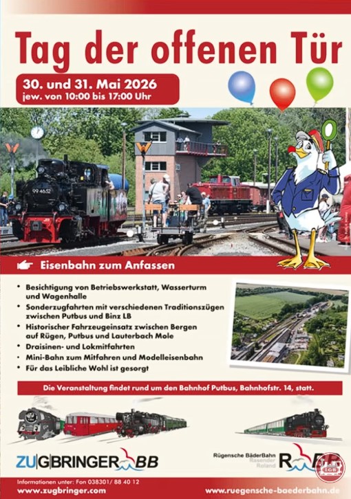 Tag der offenen T�r bei der R�BB in Putbus am 30. und 31.05.2026