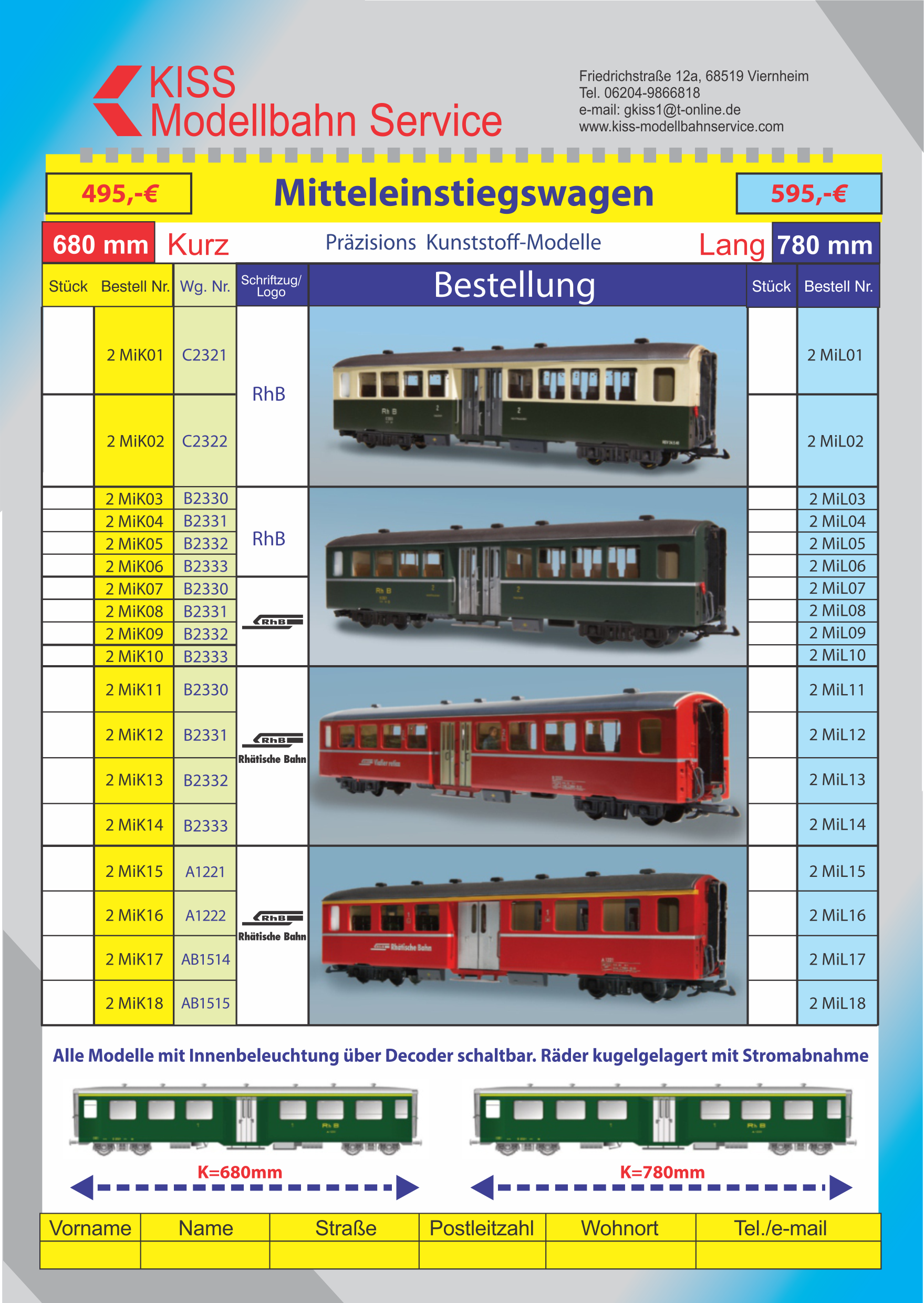 Informationen über Mitteleinstiegswagen in kurzer und langer Version und verschiedenen Farbgebungen.. Flyer kann am Ende des Berichts heruntergeladen werden.