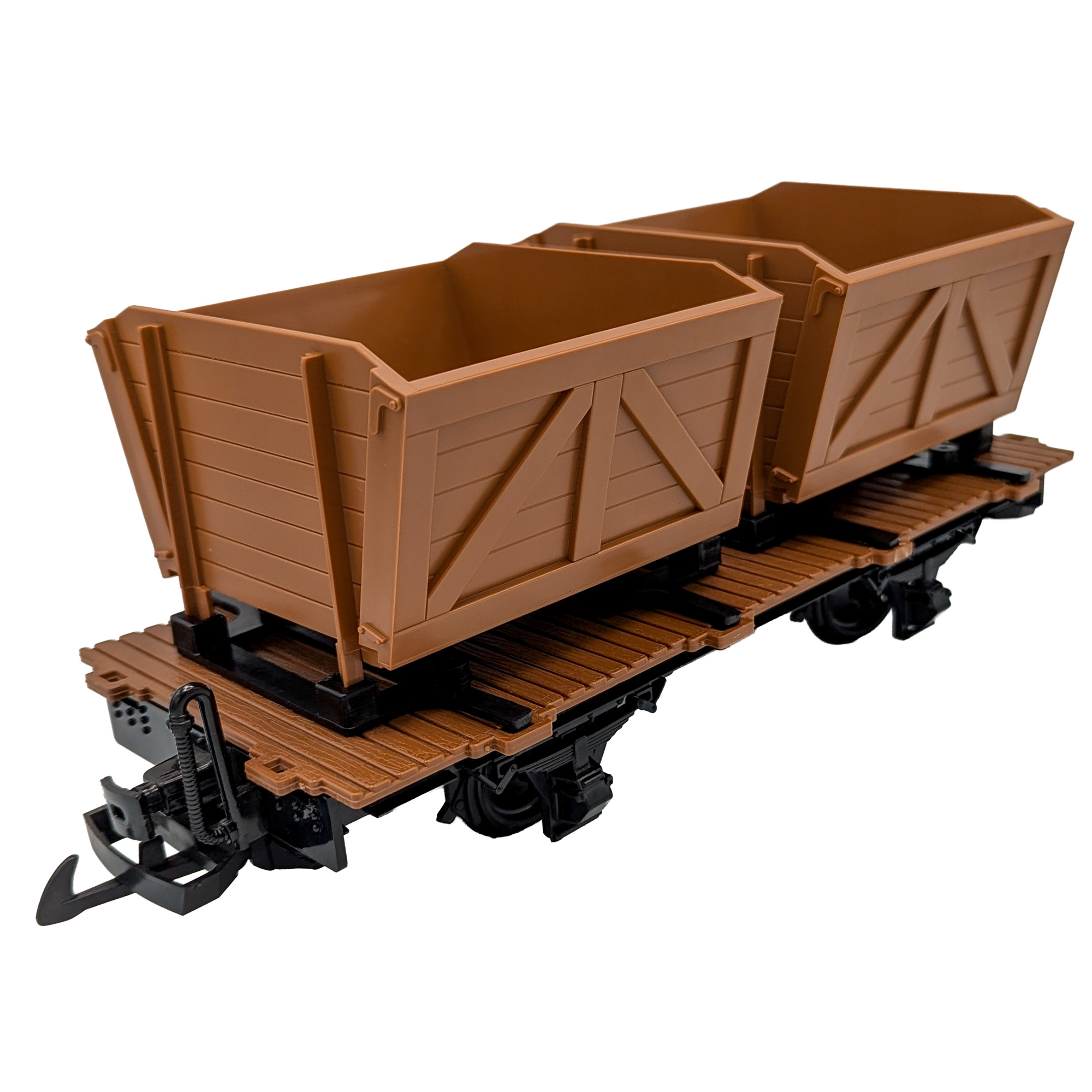 Flachwagen mit Doppelbeh�lter - Kehrrichtbeh�lter - in gr�n, wie diese auch bei der RhB vorkommen. 