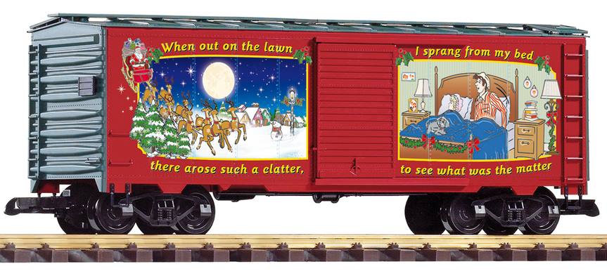 PIKO 38905 - Christmas Car 2021 - "When out on the lawn there arose such a clatter I sprang from my bed to see what was the matter" - auf deutsch: " Als es draußen auf dem Rasen so klapperte, sprang ich von meinem Bett, um zu sehen, was los war" 