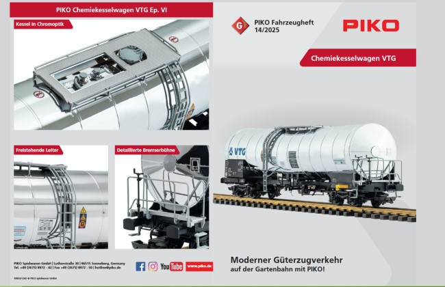 Wer vom verchromten Chemiekesselwagen noch mehr Details sehen mchte kann auf das Bild (vorstehend) klicken und das PIKO Fahrzeugheft (2 Seiten) von unserer Seite Downloaden. 