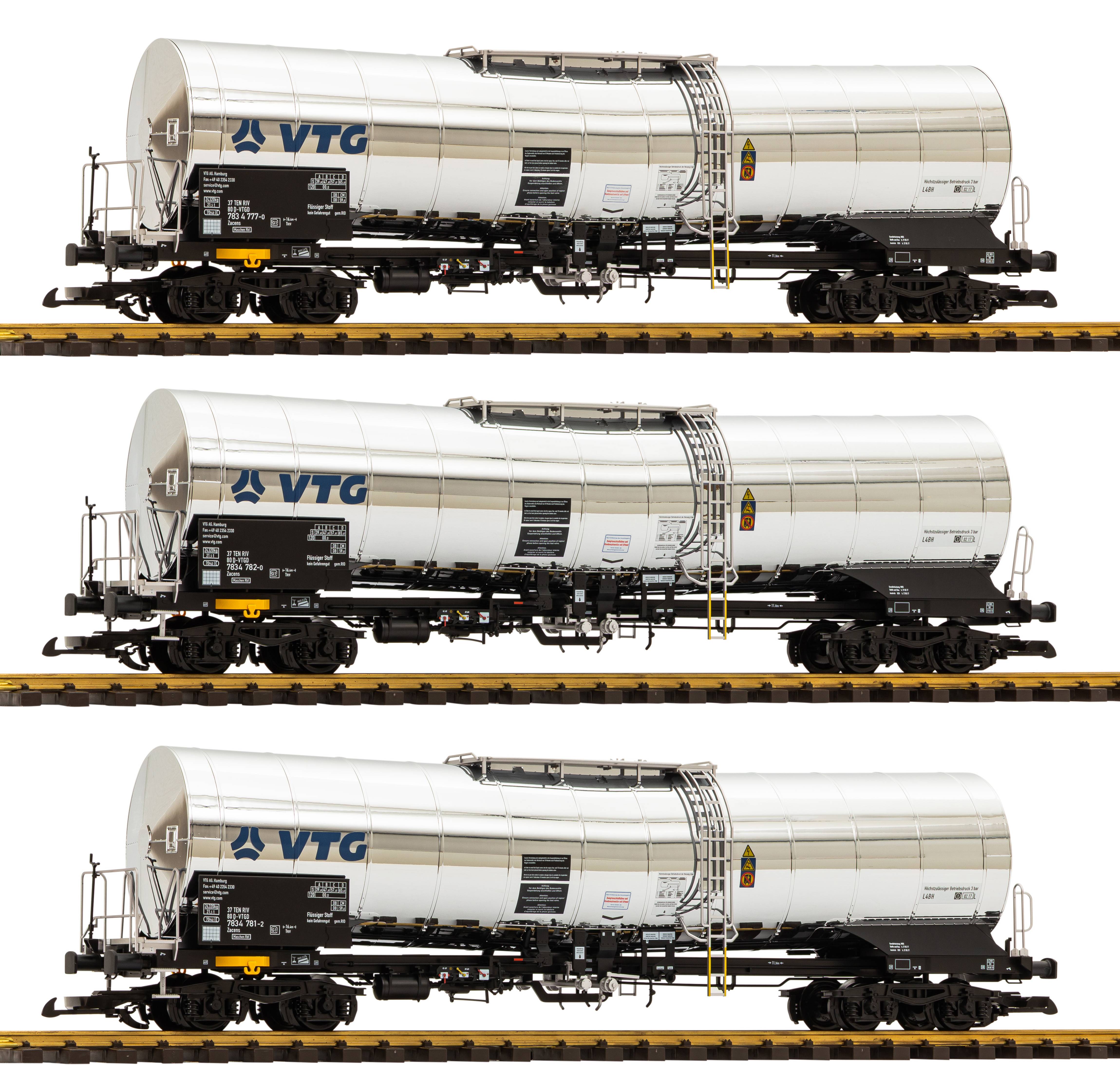 3er Set G Chemiekesselwagen VTG VI unterschiedliche Wagennummern