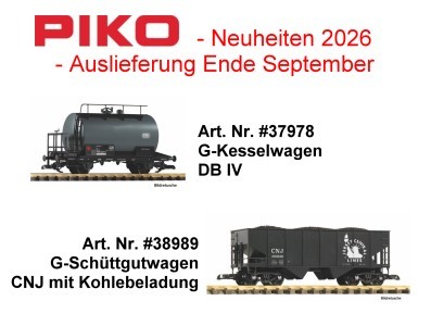 PIKO- Neuheiten Auslieferung September 2026 an den Fachhandel. 