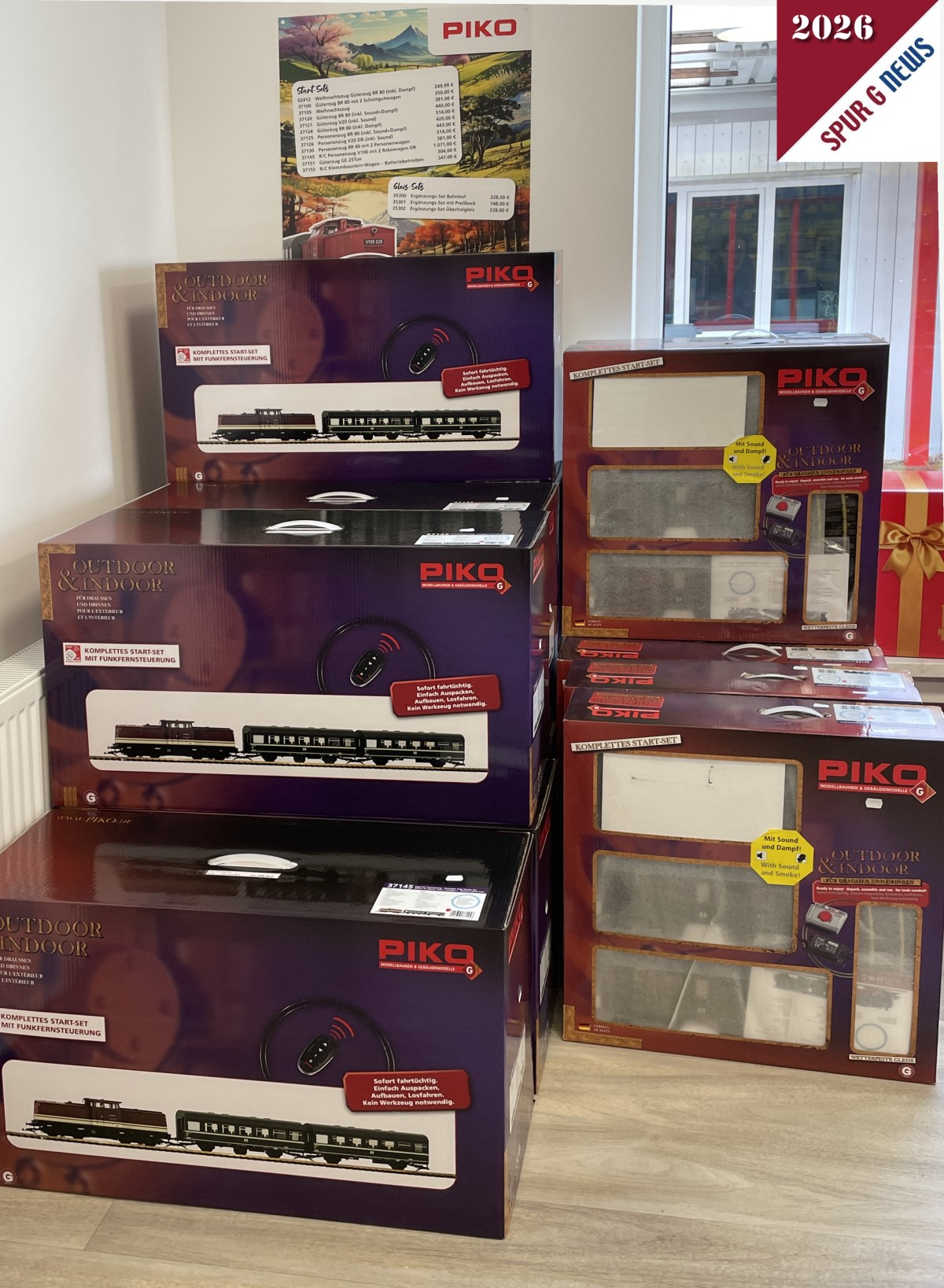 Angebot C im PIKO 2. Wahl Shop und Extrapackungen f�r den Start in die Gartenbahnsaison. Hier links das Startset 37145. 