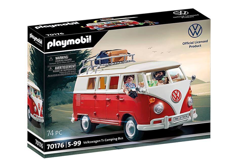 So sieht das offiziell lizensierte Produkt - Volkswagen T1 Camping Bus von playmobil mit der Artikelnummer 70176 aus. Ab 5 Jahren geeignet!