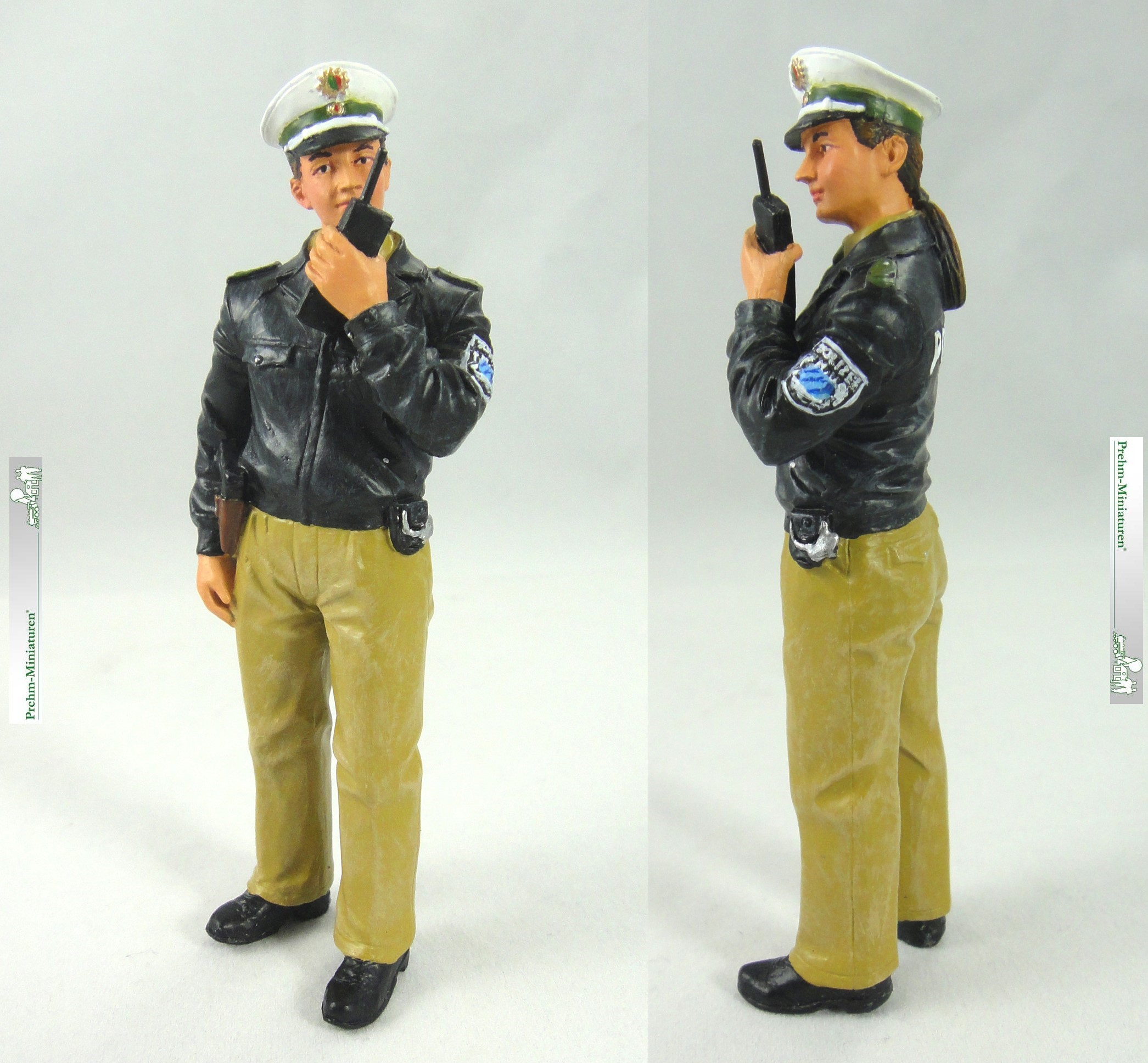 Polizistin, grne Uniform mit Funkgert - Metallfigbur - handbemalt