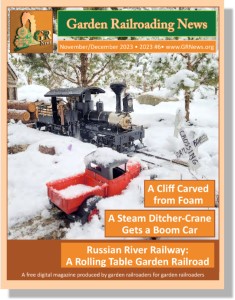 Garden Railroading News - US-Dampfkran und Ausstattung eines Flachwagens mit Auflieger