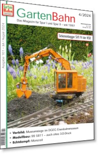 GartenBahn - Ausgabe 4/2024 - Schienenbagger SVT-74 der HSB