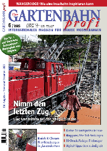 Der GARTENBAHN profi internationales Magazin für große Modellbahnen 6/2025 war am 20.10.2025 im Briefkasten und im Zeitschriftenhandel verfügbar.