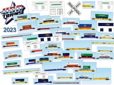 USA Trains 2023 - container, Containerwagen mit und Ohne Container - Railroads and more 
