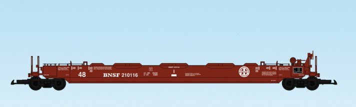 USA Trains : Art. Nr. 17109- Intermodal Containerwagen - ohne Container - BNSF - Burlington Nothern Santa Fe , 48 Fu Containerwagen, gelb