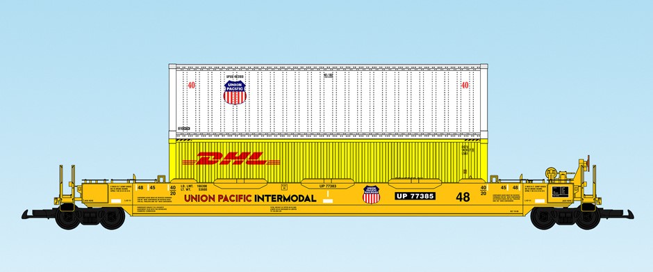 USA Trains : Art. Nr. 17115-  48 Fu Containertragwagen UP Union Pacific 48 Fu Tragwagen - zwei Container
