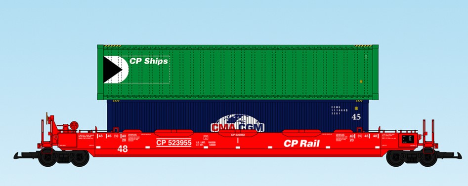 USA Trains : Art. Nr. 17124 - 48 Fu Containertragwagen CP, Canadian Pacific Rail, roter Trger - zwei Container