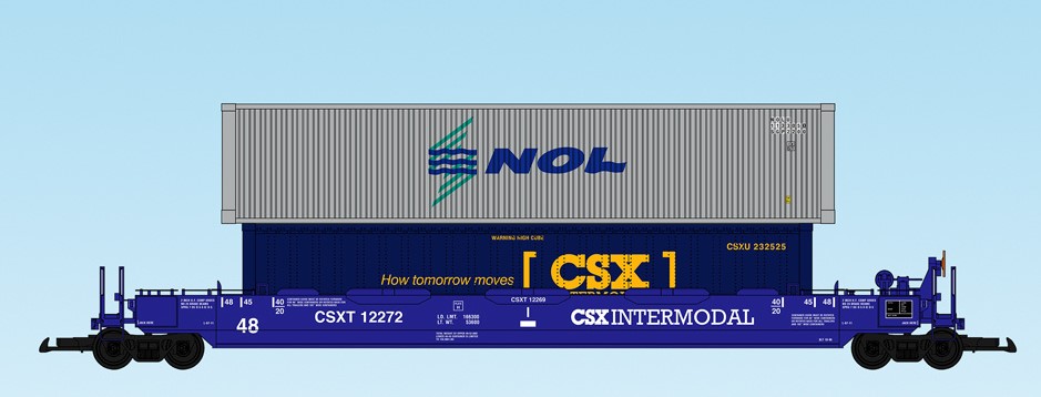 USA Trains : Art. Nr. 17131 - 48 Fu Containertragwagen CSXT 12272 mit zwei Containern