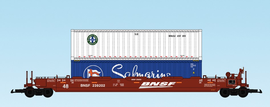 USA Trains : Art. Nr. 17138 - 48 Fu Containertragwagen BNSF mit zwei Containern